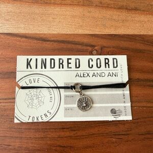 NWT Alex and Ani Black Kindred Cord Bracelet with Silver Spider Web Charm